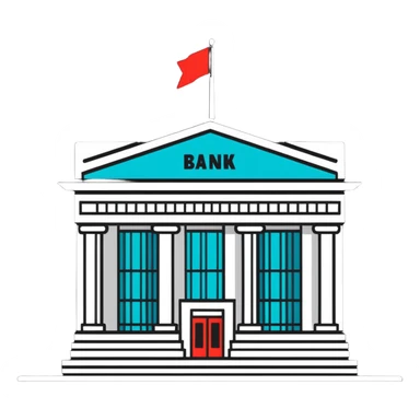 bank building crossed out, no banking sticker