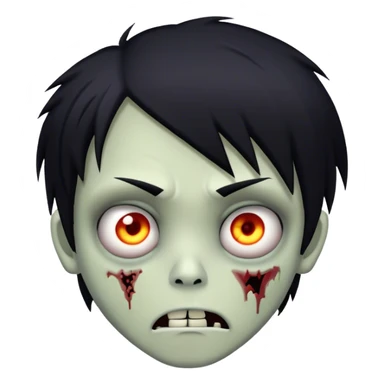 boy zombie with black hair emo, seriously face sticker