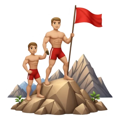 dağın tepesine çıkmayı başaran vedağa kırmızı bir bayrak diken adam sticker