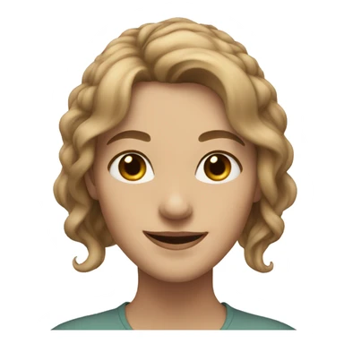 Fae white woman, brown eyes, light brown hair, smiling sticker