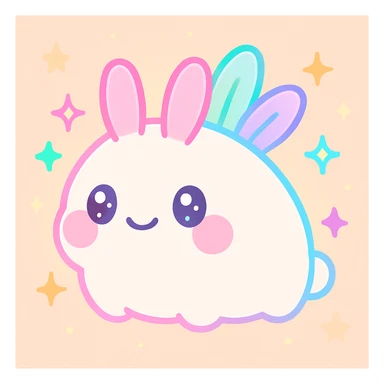 kawaii neon star glitter sea bunny, chubby cheeks, surrounded by sparkles, vibrant colors sticker
