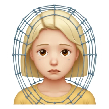 person trapped in algorism web with sad face sticker