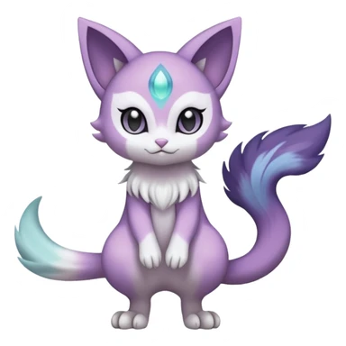 Smooth Soft Dark Pastel Meloetta-Purrloin-Gatomon-Trico-Pokémon-Digimon-Fakémon-fusion-hybrid-creature sticker