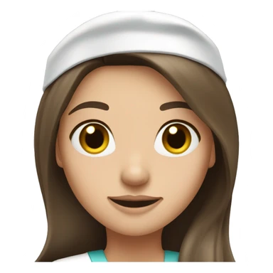 Pretty brunette long hair nurse, fair skin, black eyes sticker
