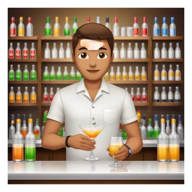 bartender mixing drinks, club backgroudn with bottles sticker
