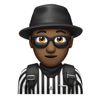 Bank robber, black and white striped shirt, eyeask sticker