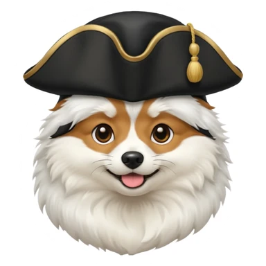 Spitz dog with black tricorne hat sticker
