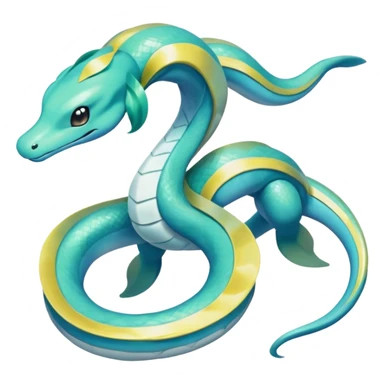 Sleek Serpentine Aquatic Ribbon-bodied Elegant Pokémon-Fakémon-Digimon-Creature, (full body) sticker