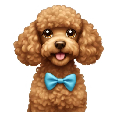 brown poodle wearing a bow sticker