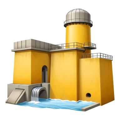 hydroelectric power station with a yellow background sticker