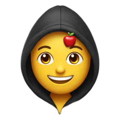 smiling red apple wearing a black hoodie sticker
