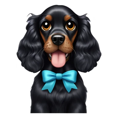 Black English cocker spaniel with bow sticker
