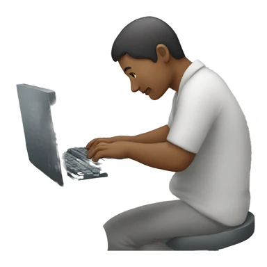 person typing on computer sticker