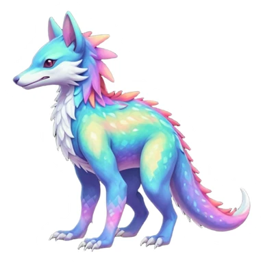 Colorful Fruity Nebula Nebulae Pastel Neon Slick Iridescent Warm-colored Tropical Exotic Vernid-Sergal-Trico-Silvally-Nargacuga-fusion-hybrid-animal-creature, full body sticker