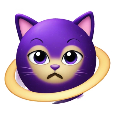 Purple sparkling Saturn planet with purple cat ears  sticker