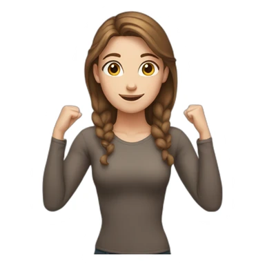 white girl brown hair celebrating arms up sticker