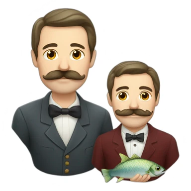 russian moustache husband with fish sticker