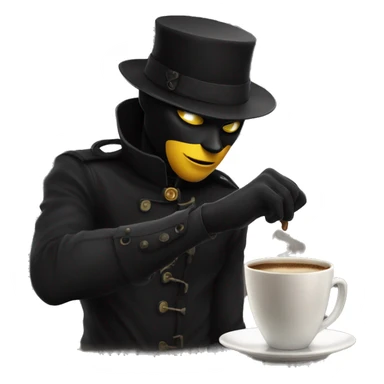 Chat noir qui boit un café  sticker