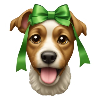 yorkshire with the tongue and green ribbon at the head sticker