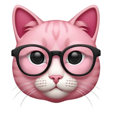 Cringe pink cat in black glasses  sticker