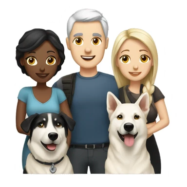 Wife and husband with two white shepherd and one black labrador retriever sticker