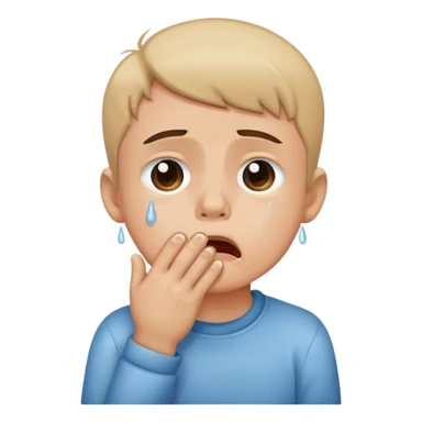 cryin boy holding mouth sticker