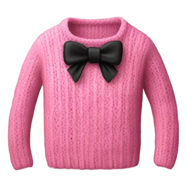 Knitted pink sweater with black bow sticker