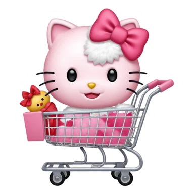 hello kitty pushing a shopping cart sticker