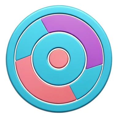 
One  Rotate 45 degree 3d credit coin color in in gradient of turquoise, blue, pink, purple, and coral sticker