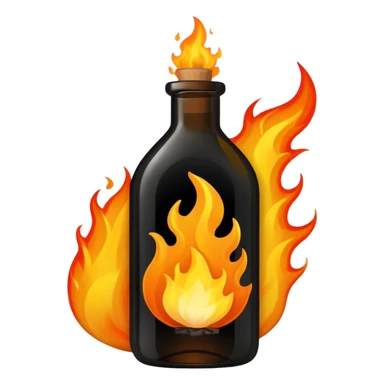 Bottle with a rag coming out of it, the rag has caught on fire  sticker