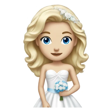 Beautiful blond girl with blue eyes and bowed wedding dress sticker