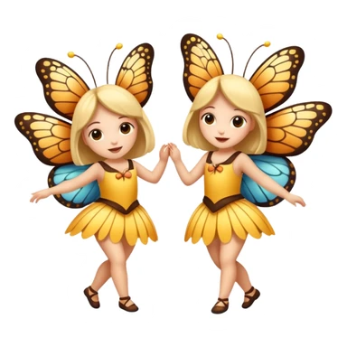two girls dressed as cute moth and butterfly dancing sticker
