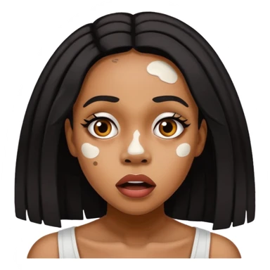 Emoji of a very shocked black female with vitiligo (alot of vitiligo patches) sticker