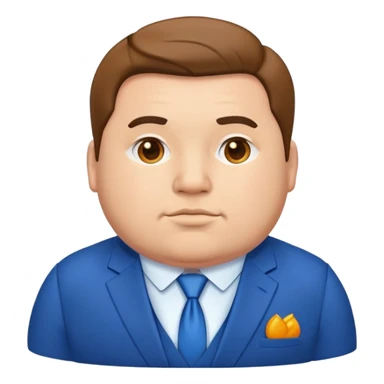 bold a bit fat  man in a blue suit sticker