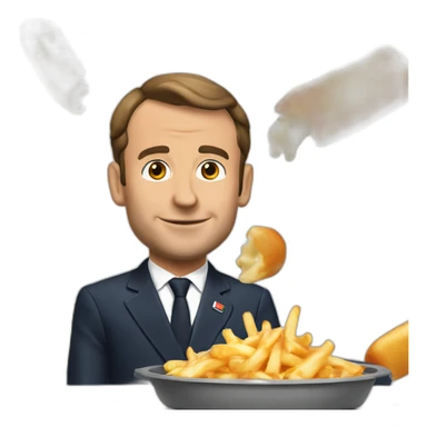 Macron cooking with poutine sticker