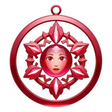 ruby pendant radiating luminous aura, celestial being forming inside, surrounded by floating runes sticker