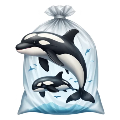 orca stuck in plastic waste bag sticker