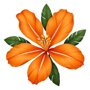 Orange tropical flower with white details very delicate sticker