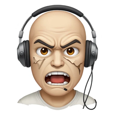 Gamer rage face with broken headset sticker