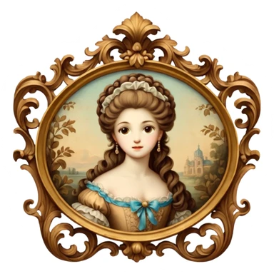 Vintage brown rococo painting art sticker