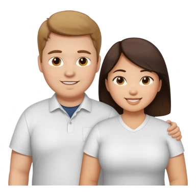fat brunette white guy with fat brunette asian girl sticker