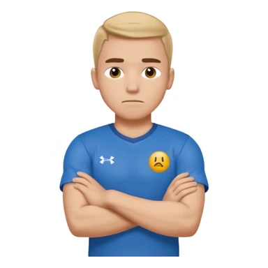 Cole Palmer in blue football t shirt crossed arms cold emoji sticker