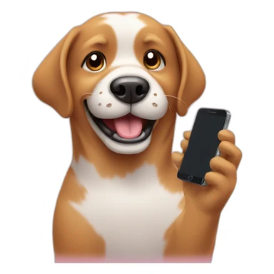 Dog happy to use his smartphone sticker