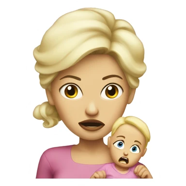 blonde Mama with angry baby sticker