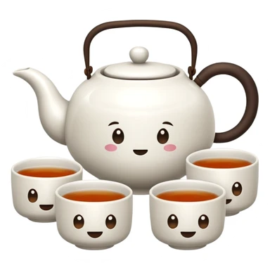Chinese tea set with small teapot and cups for Kung Fu tea ceremony, emoji style sticker