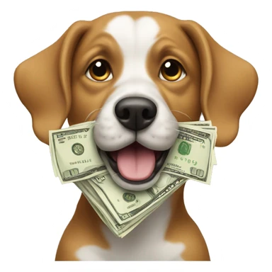 Dog with cash in mouth sticker