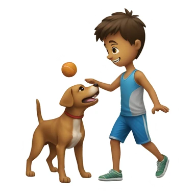 a little boy throwing ball to the dog sticker