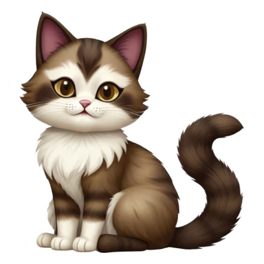 cinematic-[showshoe cat]-realistic-full-body-sitting-emoji,-tail-curled-playfully-around-its-paws,-head-tilted-dramatically,-fluffy-[dark brown mask]-fur,-simplified-yet-realistic-focused-features,-highly-detailed,-glowing-with-an-almost-sarcastic-glow sticker