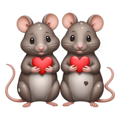 two fat little rats holding hearts one grey with white spots the other rat warm brownn sticker