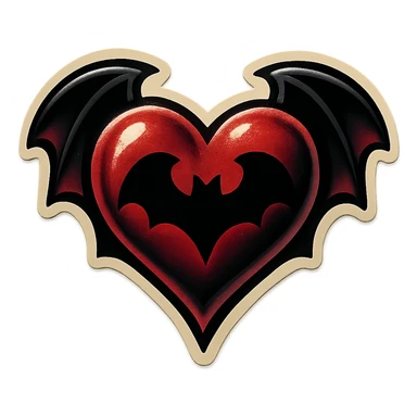 gothic heart with a bat motif sticker